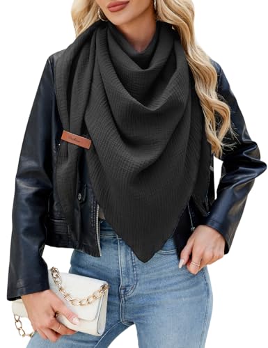 Niwicee Bufanda Mujer Pañuelo Calor Otoño Invierno Primavera Algodón Bufandas Color Puro Fular Suave y Cómodo Chal Mujer Triángulos Panuelos Regalos Grande Larga Scarf Manta 190x80cm (Negro)