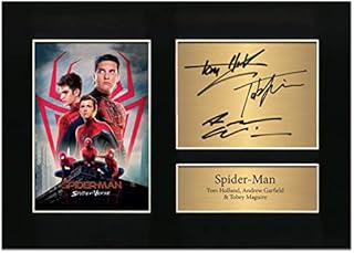 Zulu Image Spider-Man Signed by Tom Holland, Andrew Garfield & Tobey Maguire Spider Man Signed Memorabilia A4 Printed Autograph Photo Reproduction Print Picture Display No91, Black