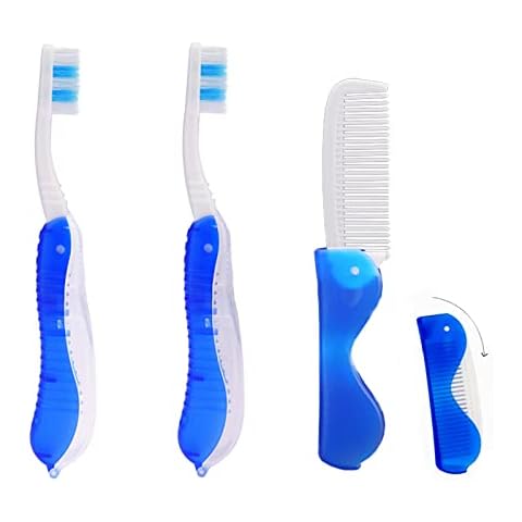 ERBO 3 Stück Reisezahnbürste, Weich Reise Zahnbürste Kämme Klappbar Set Cover