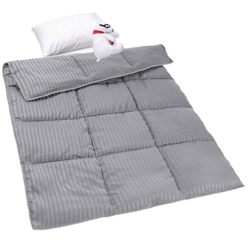 Image of ZPECC Toddler Down Alternative Comforter, 39x47 Hypoallergenic Baby Blanket Quilt, Soft Breathable Lightweight All Season Kids Duvet Insert for Crib Stroller Cot Daycare, Grey Stripe