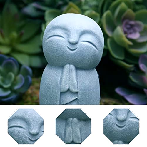 Emvanv Feng Shui Zen Standing Blissful Japanese Jizo Monk Figurine, Buddha Statue Little Jizo Resin Craft Sculpture Home Outdoor Garden Decoration(Grey) #TOP5