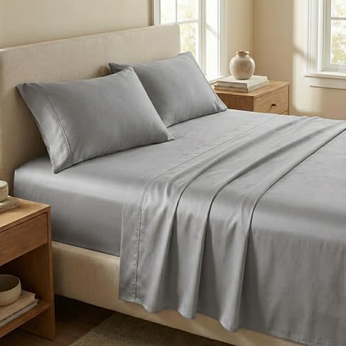 Image of Beckham Hotel Collection 100% Cotton Full Sheet Set, 4-Piece, Gray | 500 Thread Count, Silky Soft Weave, Breathable, Anti-Pilling, 16-Inch Pocket, All-Around Elastic, Gets Softer with Every Wash