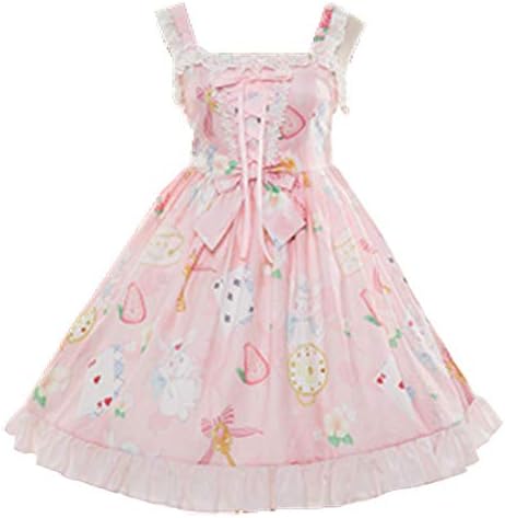 Sweet Lolita Printed Rabbit Dress Sleeveless Chiffon Lace JSK Princess Dress