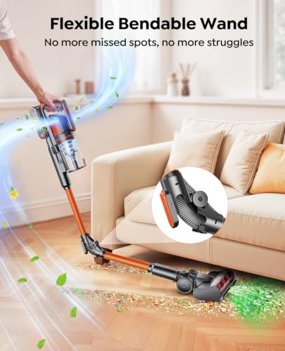 Image of Cordless Vacuum Cleaner, 650W /55Kpa /70Mins Stick Vacuum Cleaners for Home