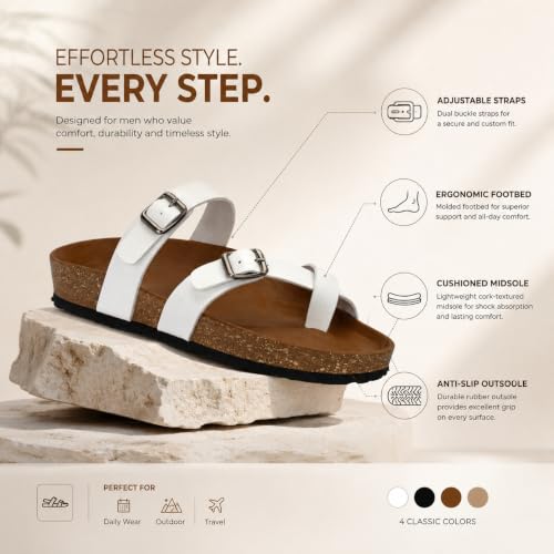 Image of Centrino Sandals for Men | Berkin-Style Slip-On Casual Sandal with Open Toe Design | Comfortable PU Footbed, Arch Support & Lightweight On-Grip Sole for Outdoor Wear (7312)