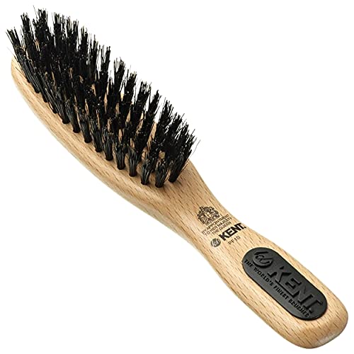 Kent PF10 Natural Wood Boar Bristle Hair Brush - Straightening Brush and Styling Brush for Short to Medium Length Hair - Natural Bristle Hair Brush, Travel Hair Brush, and Smoothing Brush