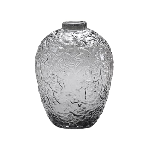 WOEOFK9 Smoky Gray Glass Vase Embossed Glass Floor Vase Clear