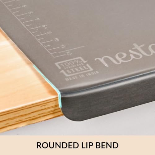 Image of Nestasia Stainless Steel Counter Top Chopping Board (41.5cm x 29cm) | Anti-Slip Rustproof Cutting Board with Measurement Markings for Chopping Fruits & Vegetables