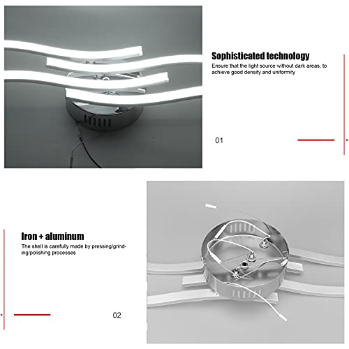 Pilipane LED Ceiling Light,Chandelier Lamp Modern Curved Design,LED Wavy Ceiling Light, 25W 3000lm Indoor Lighting - Image 2