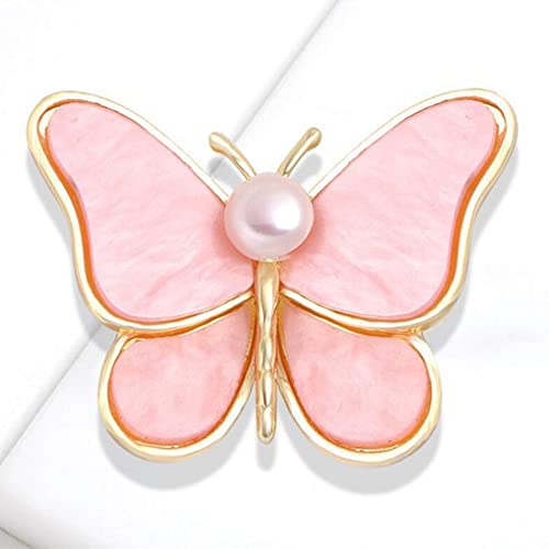 Image of GBAHFY Butterfly Pearl Brooch Gold Elegant Bridal Vintage Style Pins Wedding Banquet Anniversary Brooch for Women