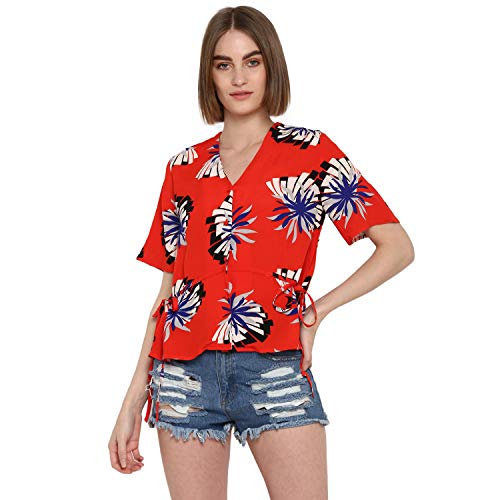 Image of Mode By Red Tape Women Orange Printed Blouse /Top