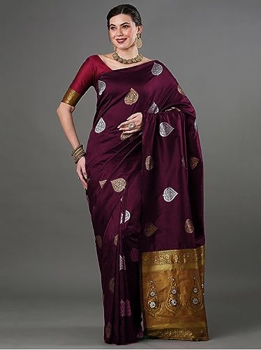 Image of Flosive Women's Mix Color Kanjivaram Silk Saree With Blouse