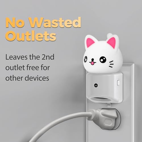 Image of DORESshop LED Night Light for Kids, 3D Cute Cat Kids Night Light with Dusk to Dawn Sensor, RGB+Soft White 3000K Plug in Night Light for Kids Room Decor, Birthday Gift Nightlight for Kids