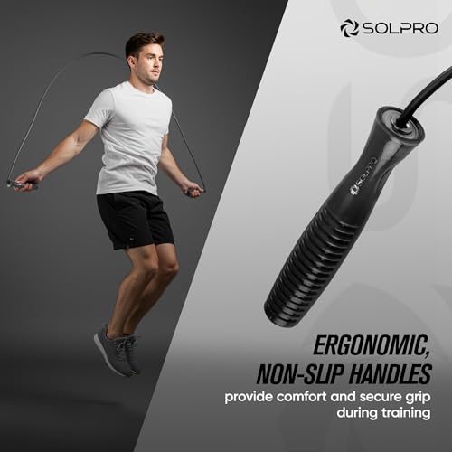 Image of Solpro Ascend Adjustable Jump Rope Skipping Rope for Men, Women, Kids, Athletes | Unisex, Tangle-Free, Non-Slip, Durable | Ideal for Fitness, Cardio, Agility & Gym Workouts