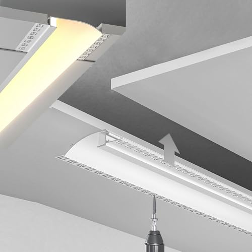 Canal LED de borde con difusor para eliminar puntos brillantes en iluminación ambiental