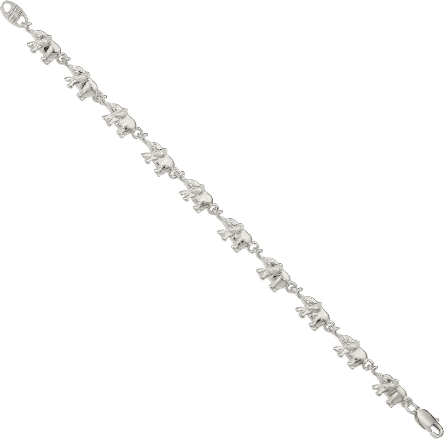 IceCarats 925 Sterling Silver 7mm Chunky Link Chain Elephant Charm Bracelet Polished