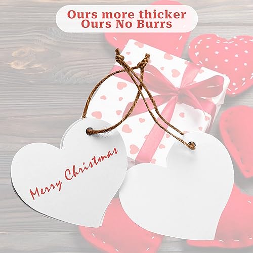 100 Stück Weiße Geschenkanhänger Herz Anhänger Papier 4 x 4,5cm Hochzeit Herz Etiketten mit Schnur Herz Kraftpapier Anhänger für Valentinstag Party Geburtstag Christmas