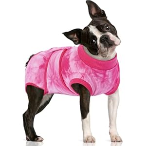 FUAMEY Surgery Recovery Suit for Large Dogs,Dog Surgery Suit Female Spay Male Dogs Neuter Recovery Shirt Dog Onesie Anti Licking Abdominal Wounds Pet Bodysuit Skin Conditions Rose Dye L