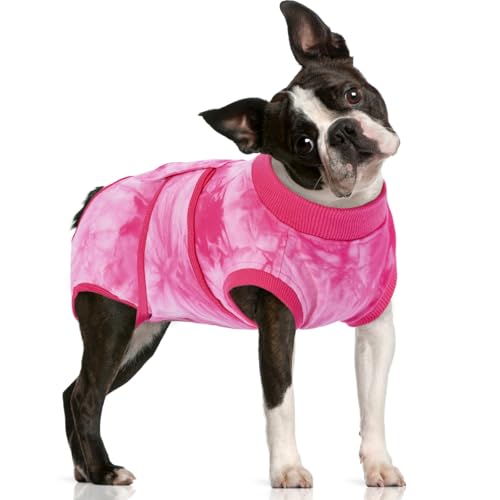 Image of FUAMEY Surgery Recovery Suit for Large Dogs,Dog Surgery Suit Female Spay Male Dogs Neuter Recovery Shirt Dog Onesie Anti Licking Abdominal Wounds Pet Bodysuit Skin Conditions Rose Dye L