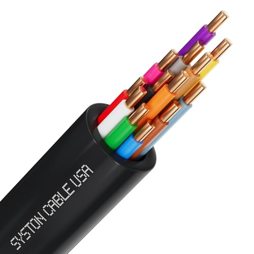 SYSTON 18/13 Sprinkler Wire, 100% Solid Copper Irrigation Control Wire, Direct Burial Underground Low Voltage Cable, UV Sunlight Resistant PE Jacket for Sprinkler Systems, 18 AWG 13 Conductors, 50 FT