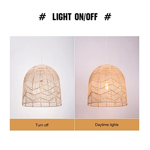 Arturesthome Weaving Natural Rattan Pendant Lighting Rope Lamp Shade Indoor Hanging Ceiling Light Fixture Handmade Lampshade 17.71"*17.71" - Image 4