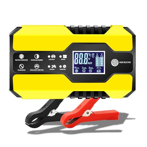 TONSIM Chargeur de Batterie 12V/24V – Intelligent, Automatique avec Réparation et Entretien –...