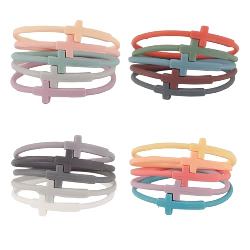 20 Pcs Cross Bracelets Jesus Bracelets Silicone Cross Bracelet Friendship Gift for Women Men