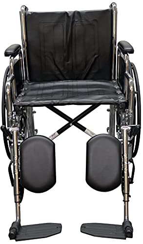 Alco 20" Heavy Duty Chrome Wheelchair (500 Lb. Weight Capacity) With Removable Desk Arms, Elevating Legrests And Black Vinyl Upholstery. 28" Overall Width - Please Measure Your Doorways - 28" #TOP4