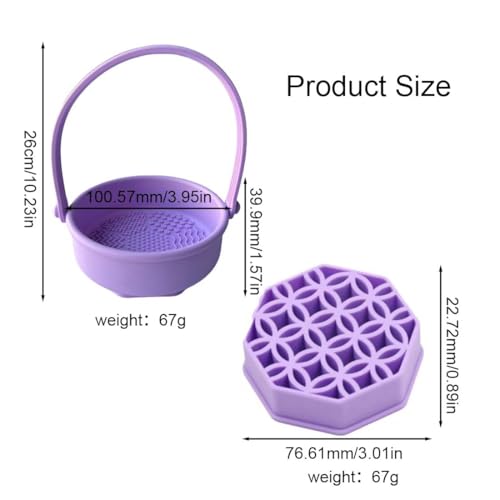 UEAVOID Tapete de limpieza de brochas de maquillaje,limpiador de brochas de maquillaje 3 en 1,portátil,de silicona,con soporte para secar brochas (Violet) - imagen 2
