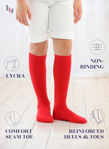 Image of Knee High Socks for Girls Boys Toddlers, Unisex Little Kids, Soft, Long School Uniform Socks 3-14 Years Old, 3 6 9 Pairs