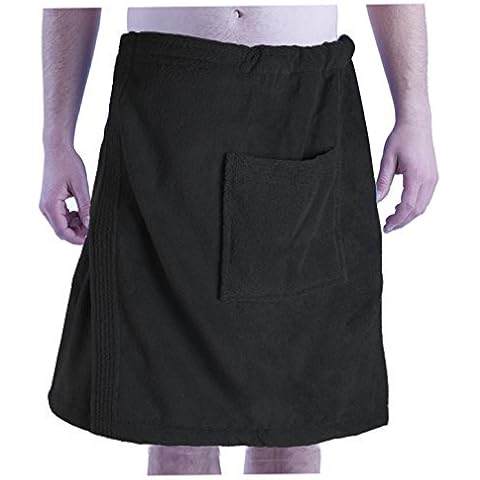 Microfiber Mens Wrap Towels with Pocket, SNAG Free Loops. - Black Cover