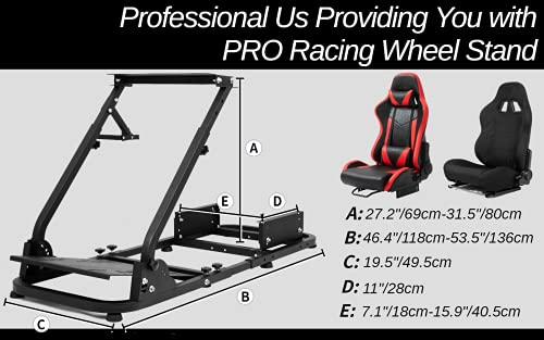 Minneer Racing Steering Wheel Stand Simulator Cockpit Height Adjustable Gaming Wheel Stand Compatible For T500, Fantec, T3Pa/Tgt, G25, G37, G29/T300Rs Wheel & Pedals Not Included（With Seat Frame） #TOP1