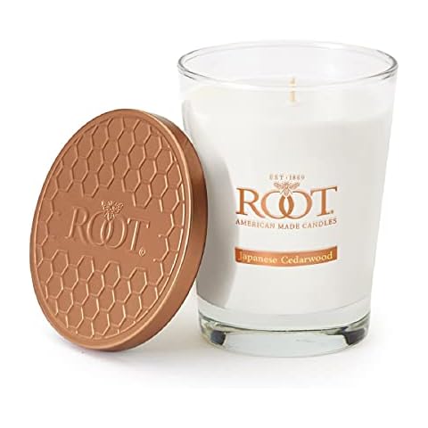 Root Candles Scented Candles Honeycomb Veriglass Premium Handcrafted Beeswax Blend Candle, Large, Japanese Cedarwood Cover