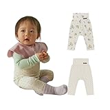 [Konny] 2枚セット ソフトモダール ハイウエストレギンス お腹を冷やさない レギンス ズボン パンツ ベビー服 ベビーボトム 赤ちゃんパンツ D set (Wine Dot, Mimosa) 6-12M(75)