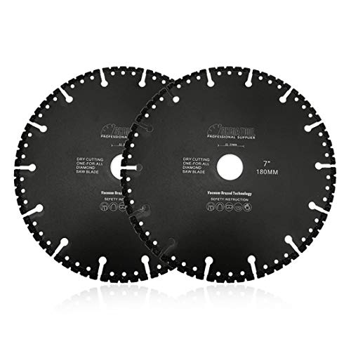 Image of SHDIATOOL Diamond Saw Blade 2PCS 7 Inches / 180mm Vacuum Brazed Cut-Off Wheel for All Purpose Demolition Blade for Stone Iron Steel Metal Cutting Disc