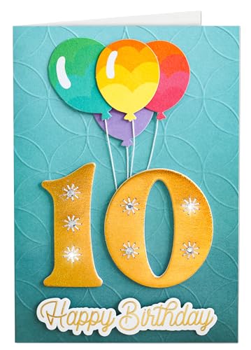 Joli Coon 10th Birthday Card, with seal sticker, handmade, 3D, 6.7 x 4.5 in