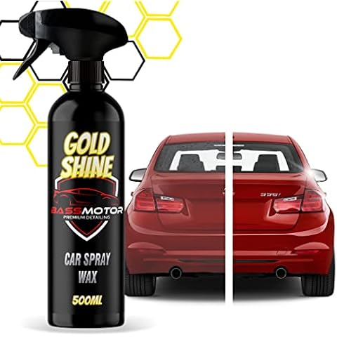 Fast Liquid Wax Car Polish Spray - High-Shine Motorbike and Car Cleaning Wax for Exterior Bodywork - No Water Needed - Includes Microfibre Polishing Cloth BassMotor - Gold Shine 500ml Cover
