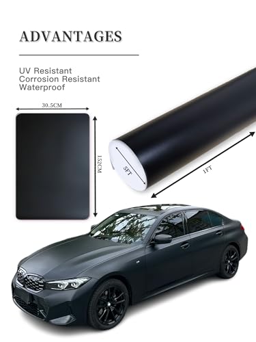 Image of Vinyl Wrap for Cars, Body Protection, Scratch Resistance, 1ft x 5ft Car Wrap with Air Release Technology (Matte Black)