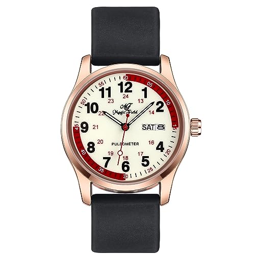 Montre trotteuse pouls infirmière lecture rapide heure militaire noir