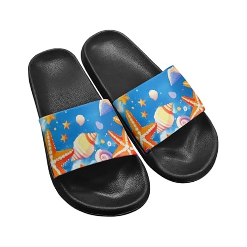 Summer Slide Sandals for Women Lightweight Comfort Slip On Slides Soft-Soled Non-Slip Sandals Open-Toe Shower Slippers Casual Walking at Home Black Size 5-12.5