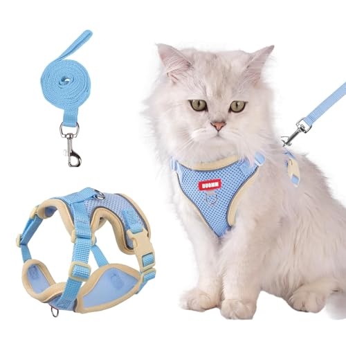 wanheart Cat Harness and Leash Set Escape-Proof Adjustable cat Leash and Harness Combo Suitable for All cat Breeds (Blue, XL)