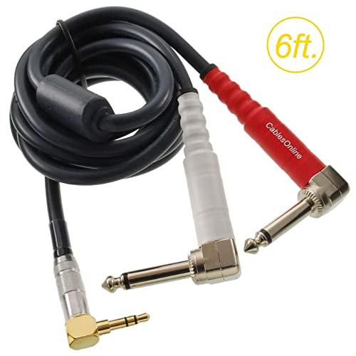 Cable de audio estéreo 3.5mm a 2x 1/4" 6ft negro miniatura 4