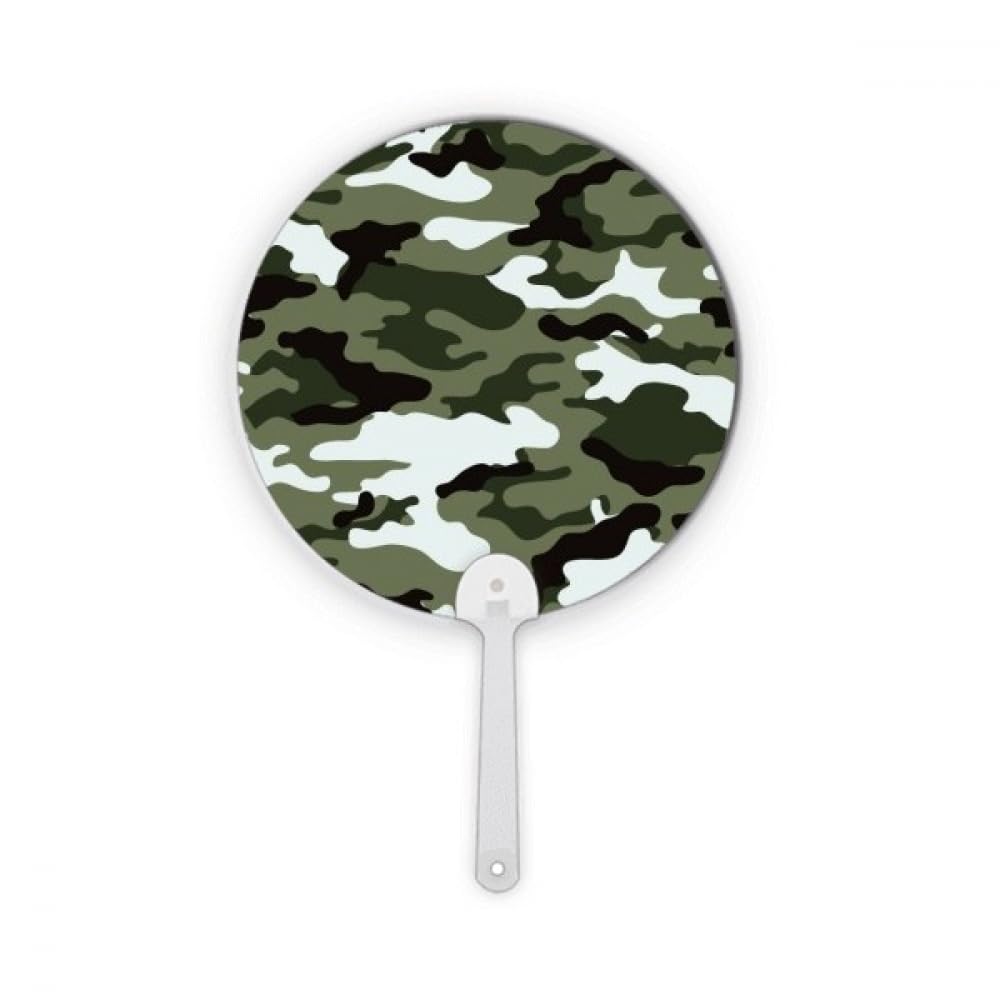 Éventail rond camouflage en plastique idéal pour camping et randonnée