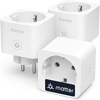 Hama WLAN Steckdose, 3er Pack (mit Matter Smart Home, universal, WLAN gesteuerte Steckdose mit App und Sprachsteuerung, als Zeitschaltuhr, 3680W)