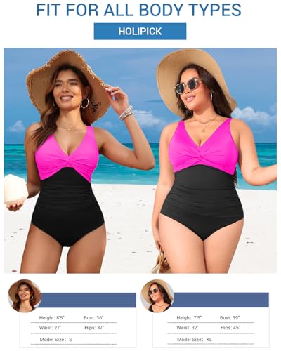 Image of Holipick Women Tummy Control One Piece Swimsuit - Push Up Bathing Suit Full Coverage Slimming Swimwear