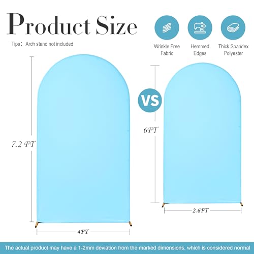 Image of Baby Blue Arch Backdrop Cover Set of 2 (7.2ft & 6ft), Chiara Arch Cover Wrinkle-Free Spandex Arch Cover for Wedding Birthday Party Baby Shower Bridal Shower Ceremony Banquet Fabric Backdrop (No Stand)