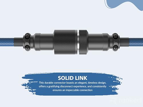 Image of Ranked Coiled Keyboard Cable | Handcrafted Double-Sleeved Braided Cable | USB Type C to A | 5-Pin Aviator Connector for Custom Mechanical Gaming Keyboard | Support Fast Charge 20W (Skydiver)