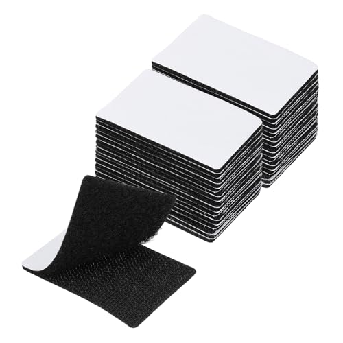 Image of PATIKIL 1.6x2.4 Inches Hook and Loop Dots, 16 Sets Nylon Blend Rectangle Self Adhesive Tape Strong Sticky-Back Fasteners Double-Sided Adhesive Strip for Office Home Crafting, Black