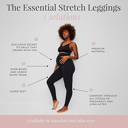 Miniatura 5 de Motherhood Maternity Women's Essential Stretch Secret Fit Over the Belly Leggings Full Length & Crop Length XS-3X 1 & 2 Packs