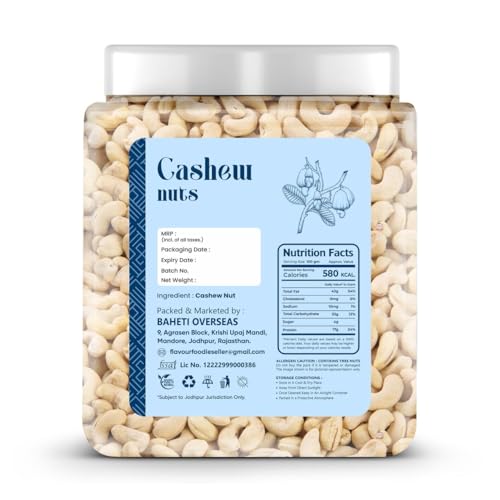Image of Flavour Foodie Premium Cashew Nuts 1KG | Kaju Nut Dry Fuits | Natural & Crunchy Premium Whole Cashews | Gluten-Free Healthy Snack | Nutritious & Delicious Gift